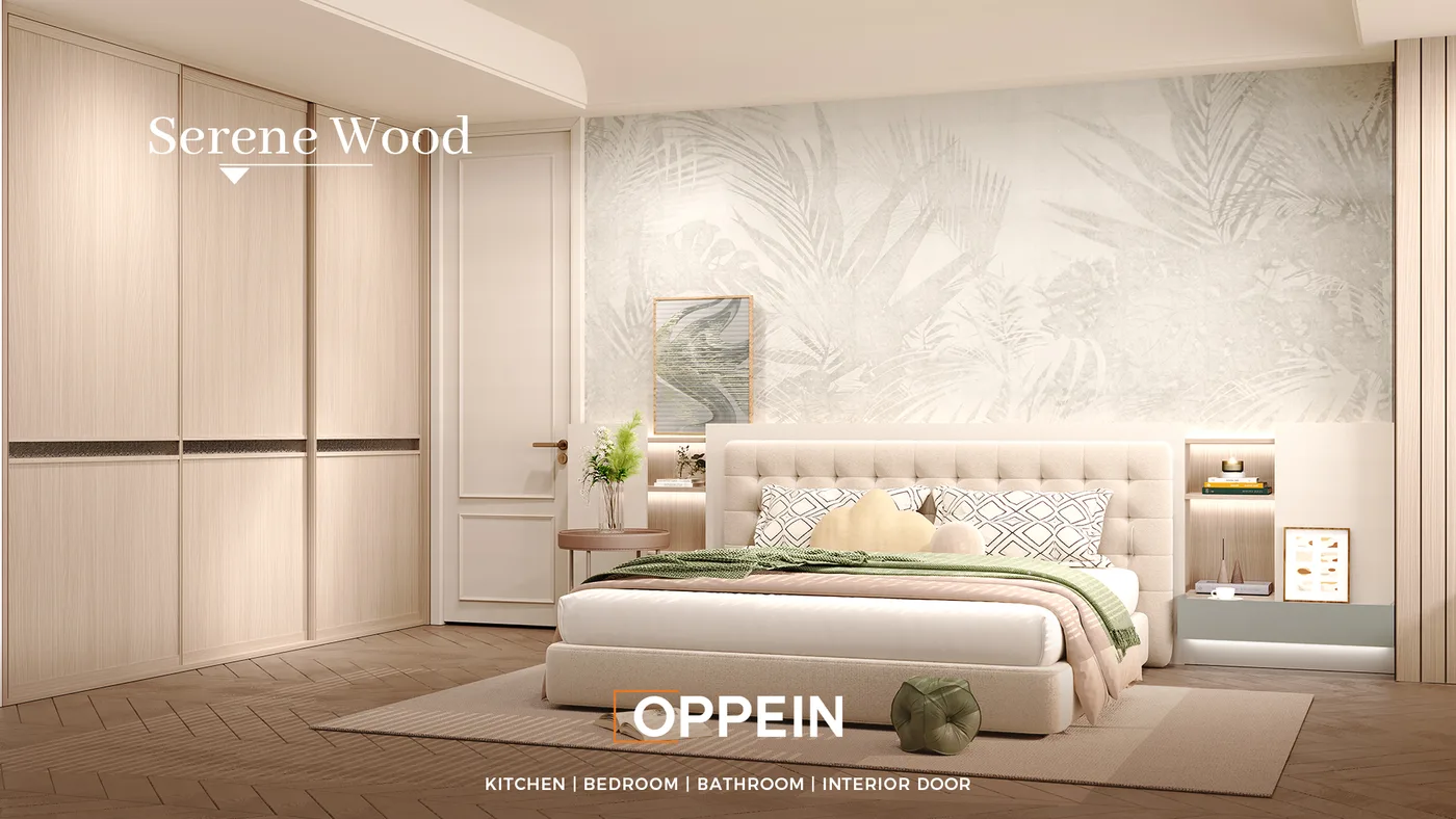 Textured wall panel bedroom feature wall Dubai villa